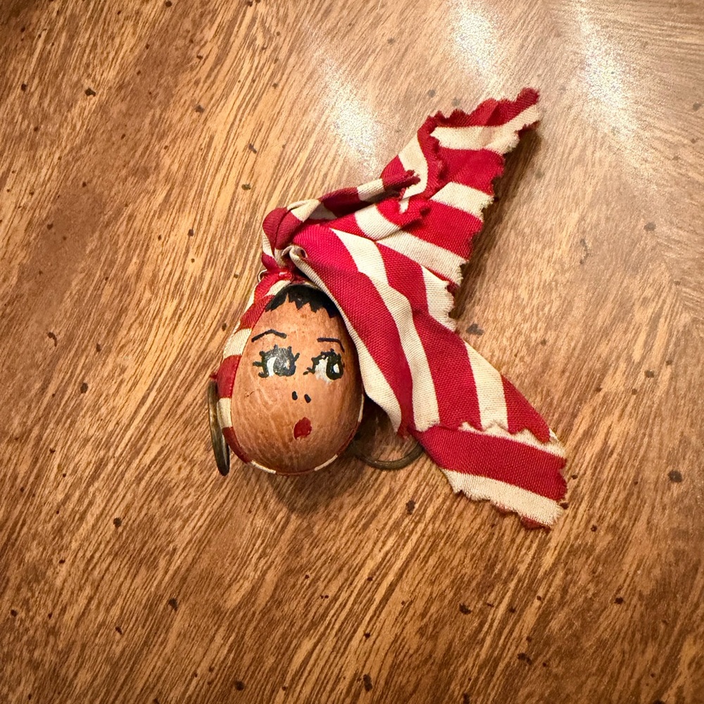 Hand-Painted Wooden Vintage Doll Face